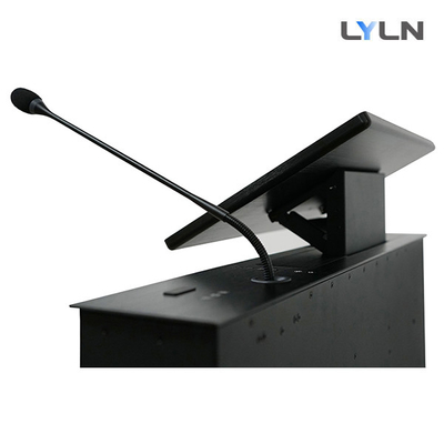 Motorized Retractable Screen with Built-In Foldable Function Integrated With Gooseneck Microphone